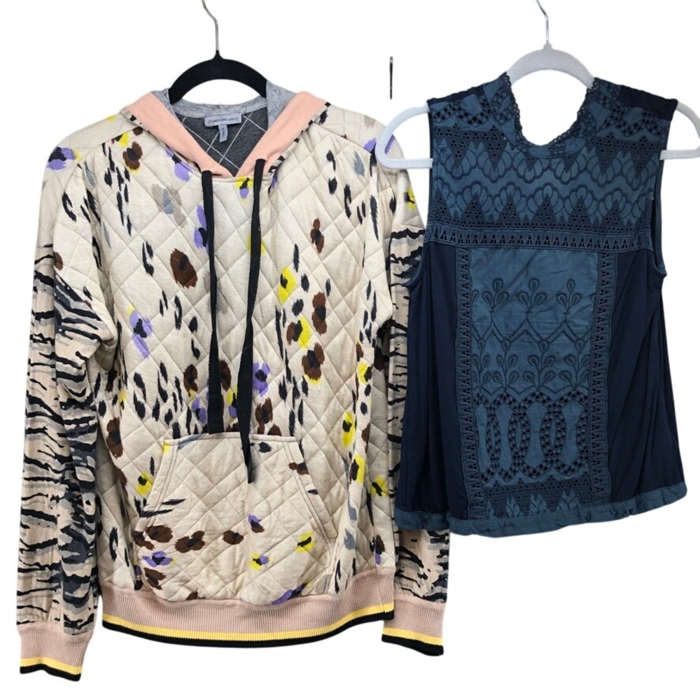 Conditions Apply Quilted Hoodie Women XS Multicolor Animal Print Tiger Stripe